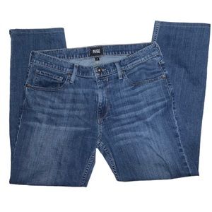 Paige Jeans, Straight Whiskers, Medium Blue, EUC, Size 32